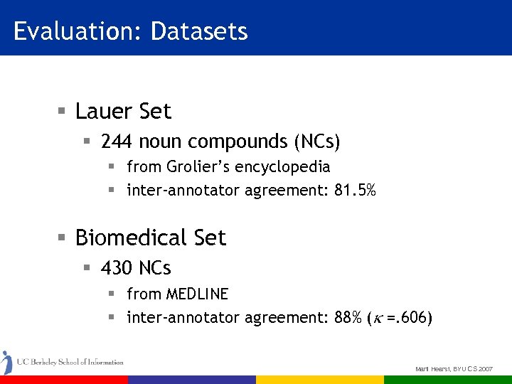 Evaluation: Datasets § Lauer Set § 244 noun compounds (NCs) § from Grolier’s encyclopedia