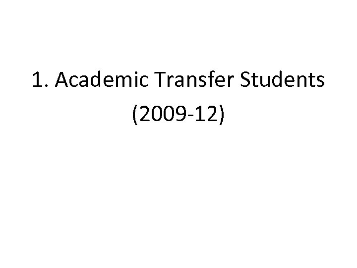 1. Academic Transfer Students (2009 -12) 