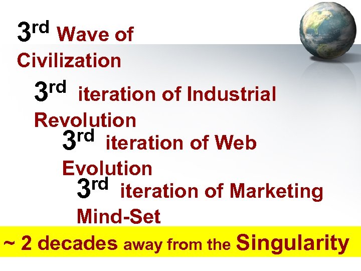 rd Wave of 3 Civilization rd iteration of Industrial 3 Revolution rd iteration of