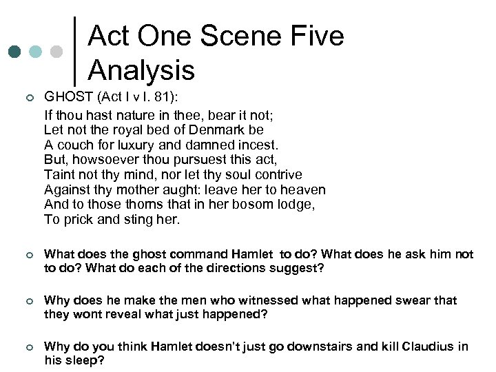 Act One Scene Five Analysis ¢ GHOST (Act I v l. 81): If thou