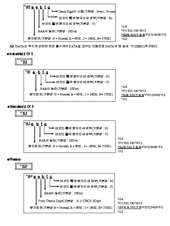 ^B 2 a, e, b, f, g Check Digit의 사용(기본값 : N=no ; Y=yes)