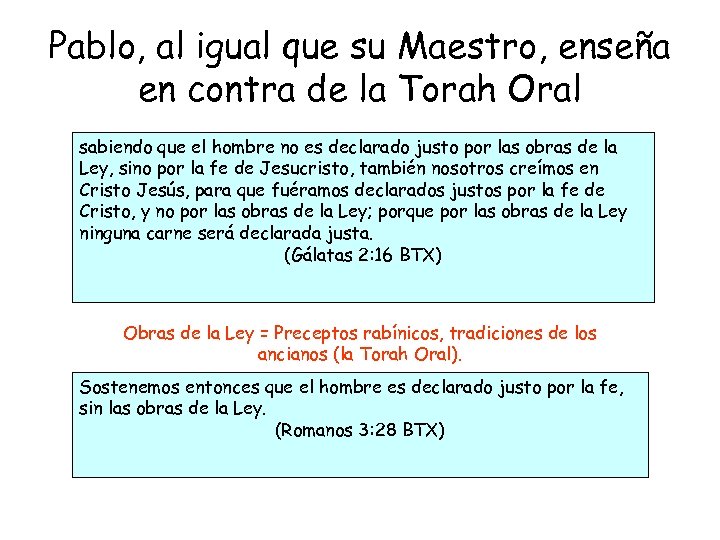Pablo, al igual que su Maestro, enseña en contra de la Torah Oral sabiendo