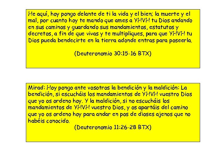 He aquí, hoy pongo delante de ti la vida y el bien; la muerte