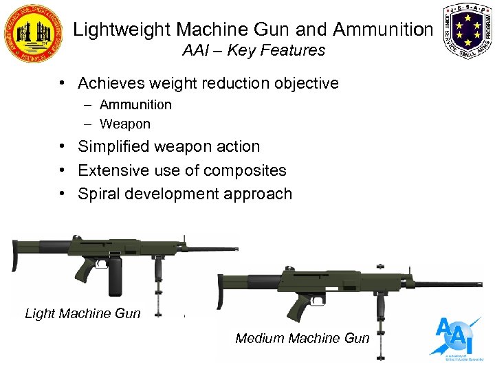 Lightweight Machine Gun and Ammunition AAI – Key Features • Achieves weight reduction objective