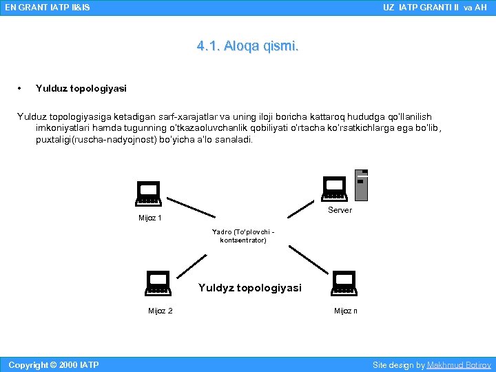 EN GRANT IATP II&IS UZ IATP GRANTI II va AH 4. 1. Aloqa qismi.