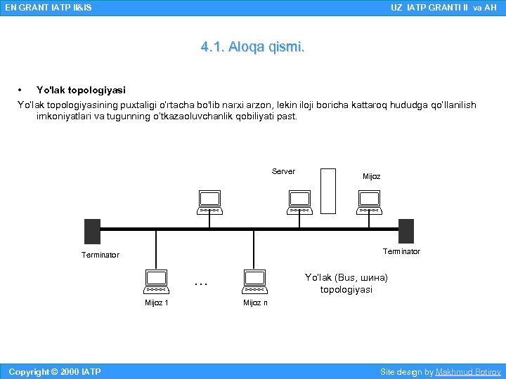 EN GRANT IATP II&IS UZ IATP GRANTI II va AH 4. 1. Aloqa qismi.