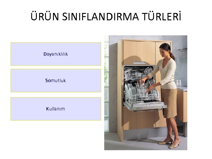 ÜRÜN SINIFLANDIRMA TÜRLERİ Dayanıklılık Somutluk Kullanım 