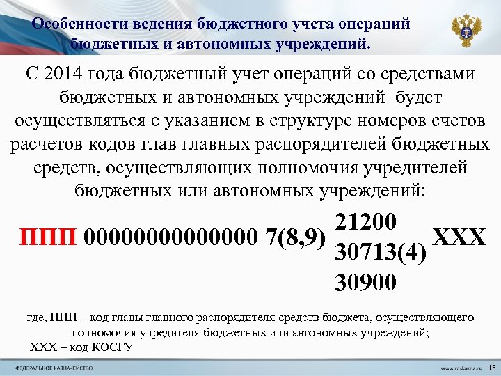 Особенности ведения бюджетного учета операций бюджетных и автономных учреждений. С 2014 года бюджетный учет