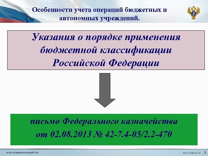 Особенности учета операций бюджетных и автономных учреждений. Указания о порядке применения бюджетной классификации Российской
