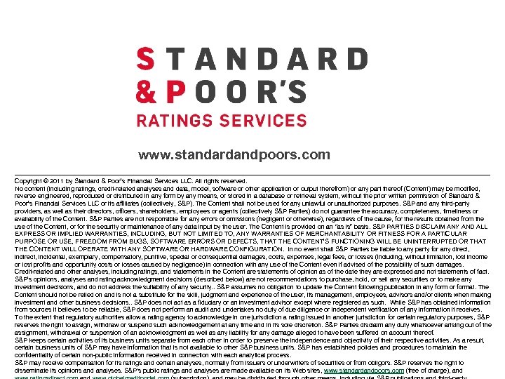 www. standardandpoors. com Copyright © 2011 by Standard & Poor’s Financial Services LLC. All