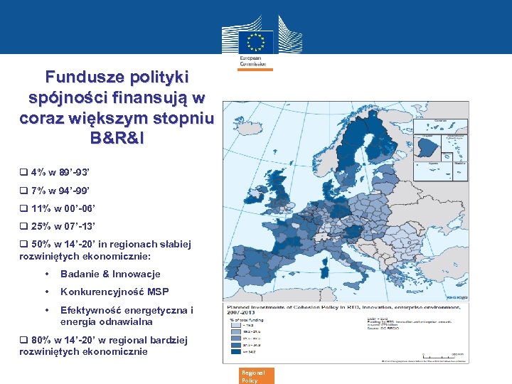 Fundusze polityki spójności finansują w coraz większym stopniu B&R&I q 4% w 89’-93’ q