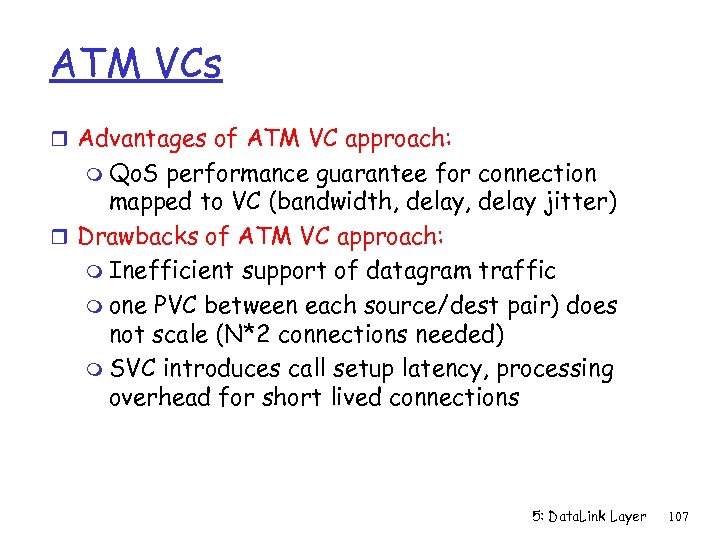 ATM VCs r Advantages of ATM VC approach: m Qo. S performance guarantee for