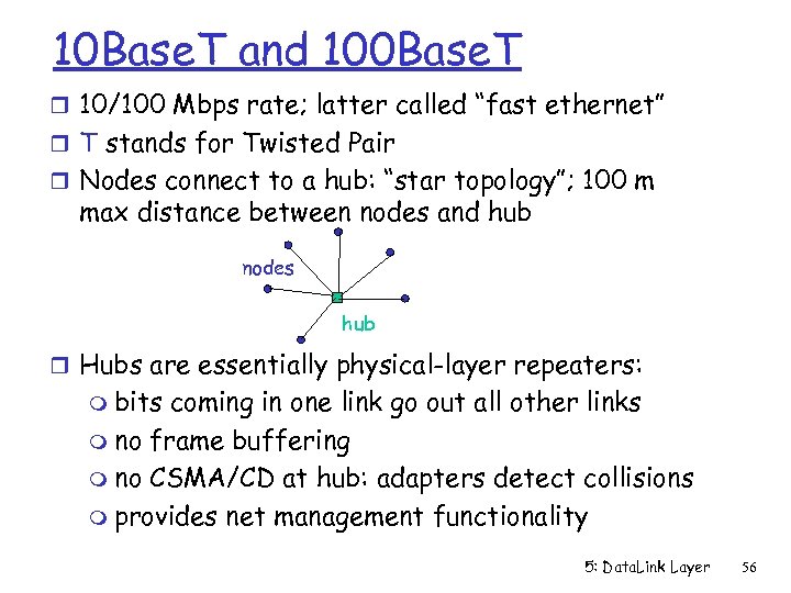 10 Base. T and 100 Base. T r 10/100 Mbps rate; latter called “fast
