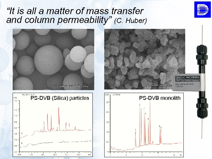 “It is all a matter of mass transfer and column permeability” (C. Huber) PS-DVB