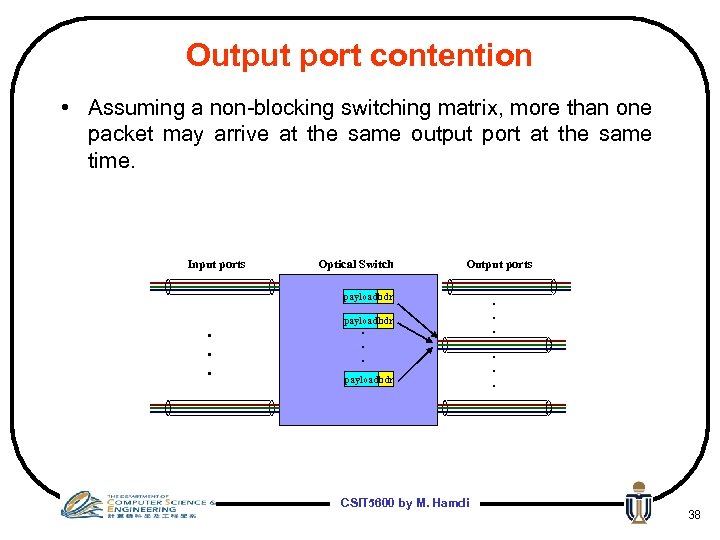 Output port contention • Assuming a non-blocking switching matrix, more than one packet may