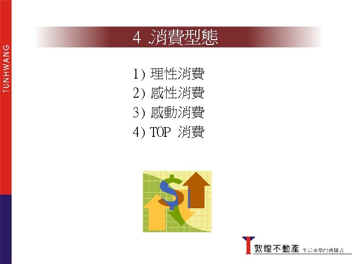 4. 消費型態 1) 理性消費 2) 感性消費 3) 感動消費 4) TOP 消費 