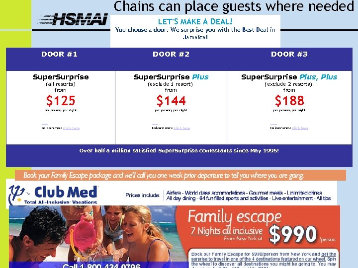 Chains can place guests where needed LET'S MAKE A DEAL! You choose a door.