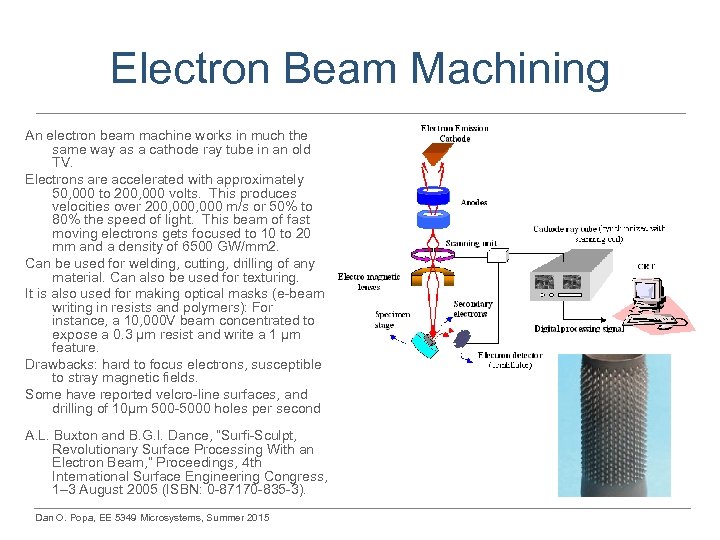 Electron Beam Machining An electron beam machine works in much the same way as