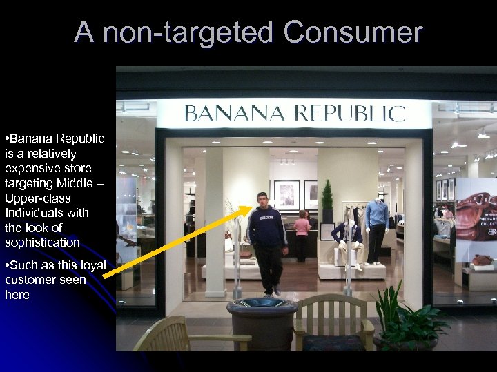 A non-targeted Consumer • Banana Republic is a relatively expensive store targeting Middle –