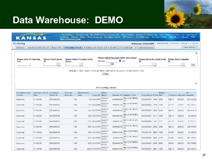 Data Warehouse: DEMO 27 