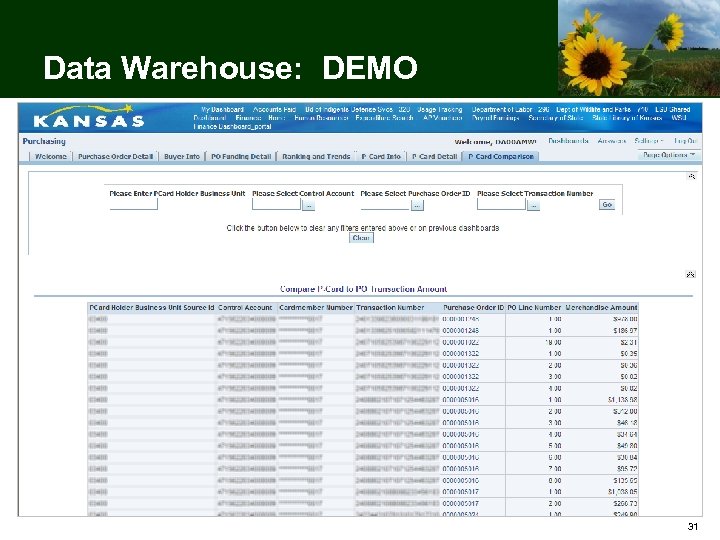 Data Warehouse: DEMO 31 