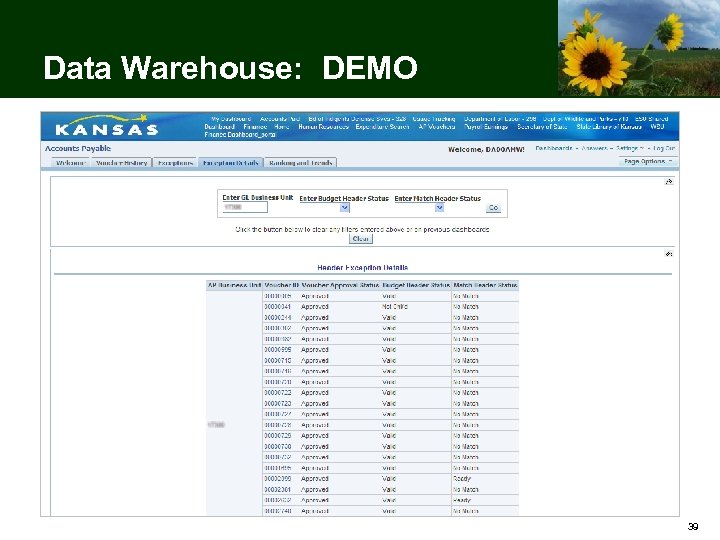 Data Warehouse: DEMO 39 