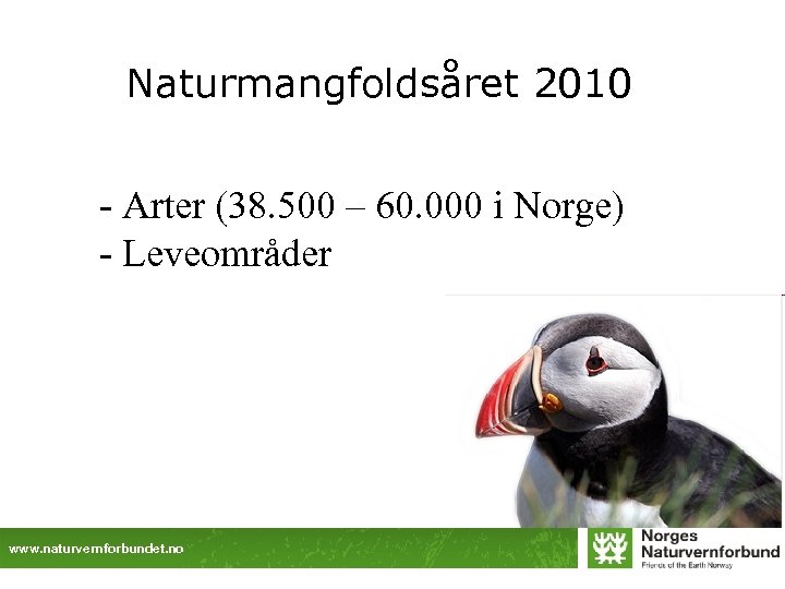 Naturmangfoldsåret 2010 - Arter (38. 500 – 60. 000 i Norge) - Leveområder www.