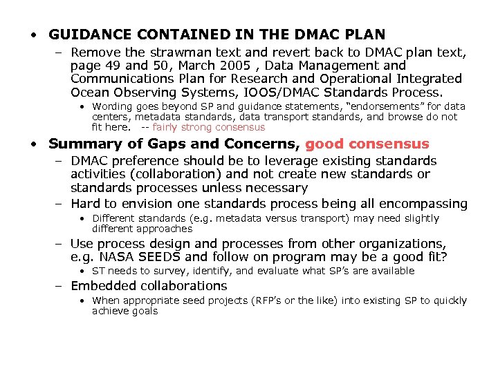  • GUIDANCE CONTAINED IN THE DMAC PLAN – Remove the strawman text and