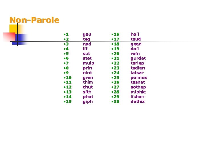 Non-Parole • 1 • 2 • 3 • 4 • 5 • 6 •