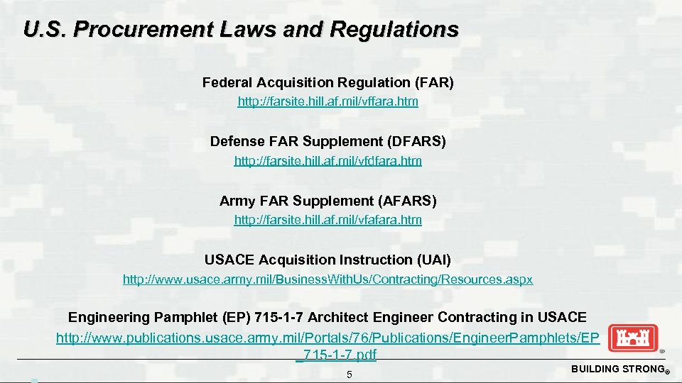 U. S. Procurement Laws and Regulations Federal Acquisition Regulation (FAR) http: //farsite. hill. af.