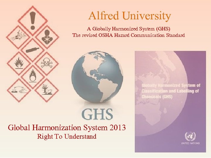 Alfred University A Globally Harmonized System (GHS) The revised OSHA Hazard Communication Standard Global