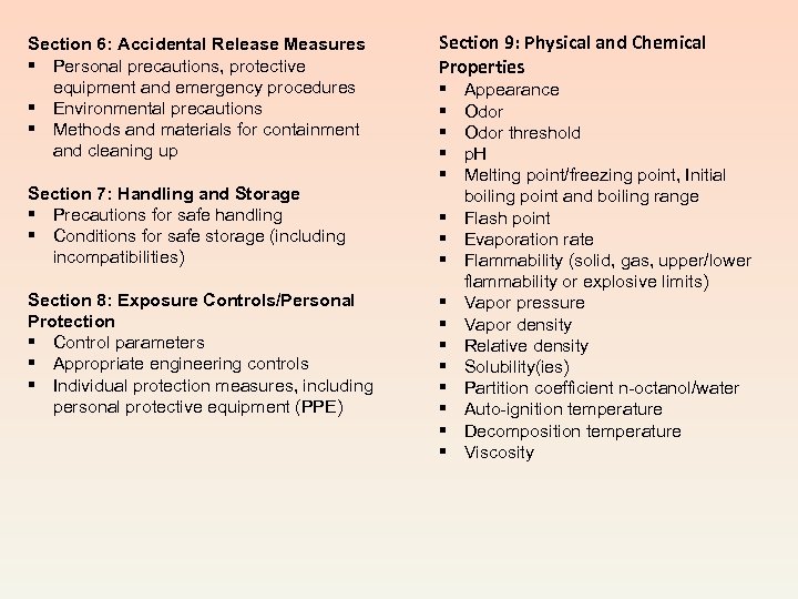 Section 6: Accidental Release Measures § Personal precautions, protective equipment and emergency procedures §