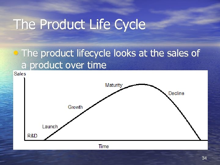 The Product Life Cycle • The product lifecycle looks at the sales of a