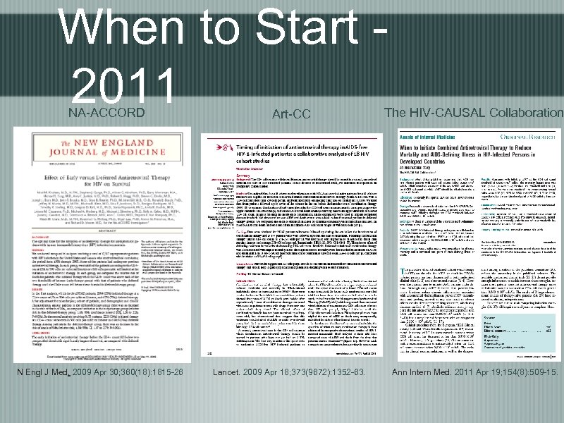 When to Start 2011 NA-ACCORD N Engl J Med. 2009 Apr 30; 360(18): 1815
