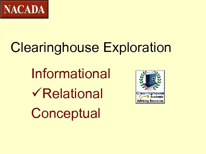 Clearinghouse Exploration Informational üRelational Conceptual 