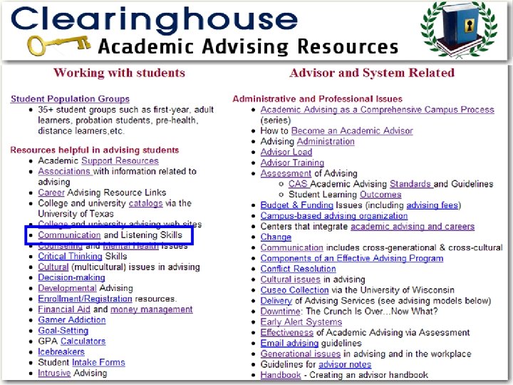 Developing Advisor Skills: Deep in the Heart of NACADA Resources 