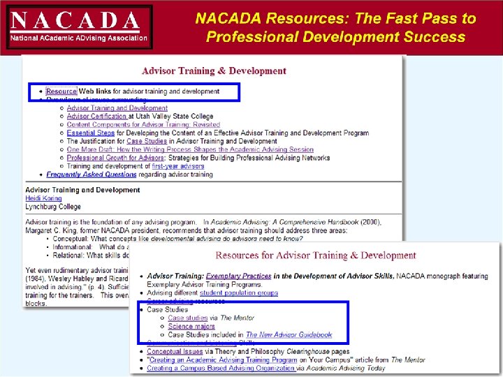 Developing Advisor Skills: Deep in the Heart of NACADA Resources 