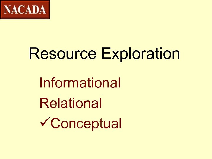 Resource Exploration Informational Relational üConceptual 
