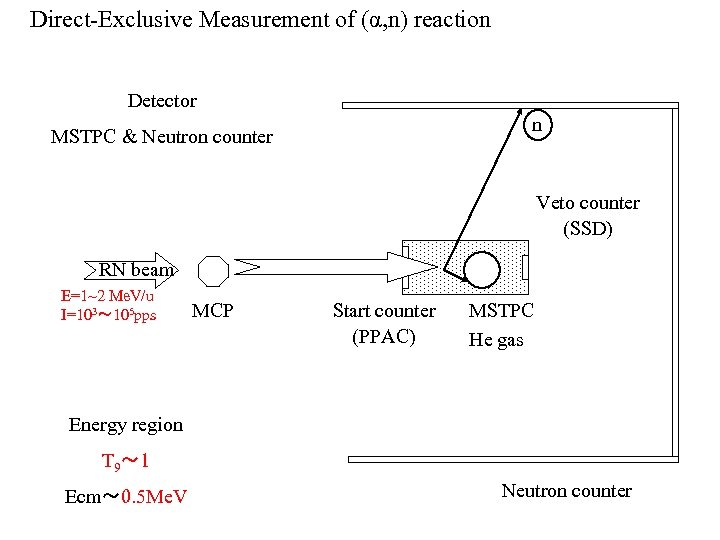 Direct-Exclusive Measurement of (α, n) reaction Detector n MSTPC & Neutron counter Veto counter