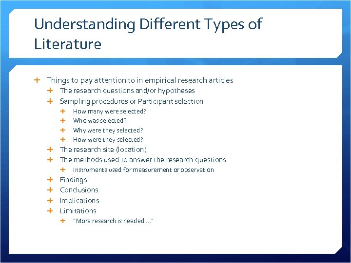 Understanding Different Types of Literature Things to pay attention to in empirical research articles