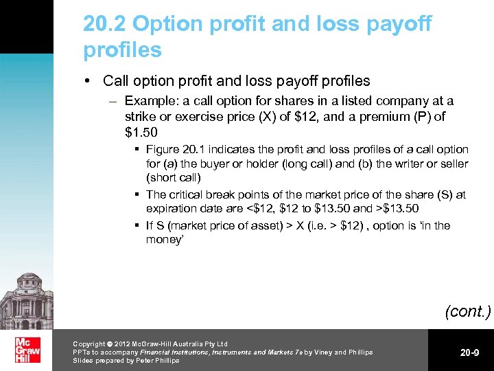 20. 2 Option profit and loss payoff profiles • Call option profit and loss