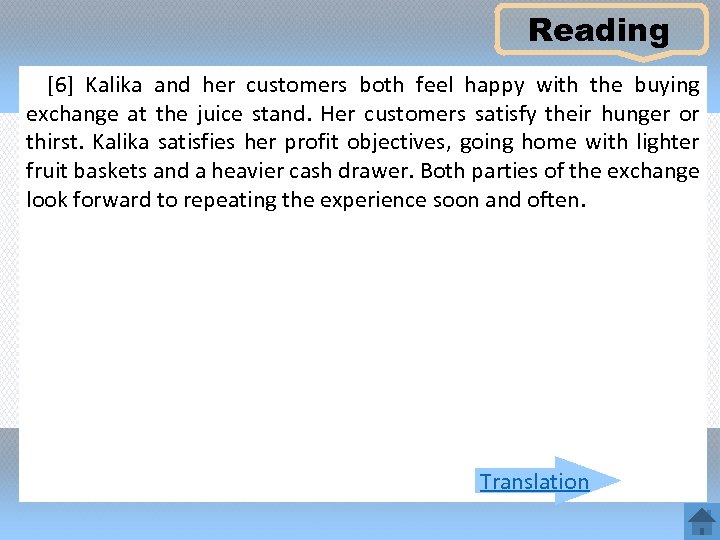 Reading [6] Kalika and her customers both feel happy with the buying exchange at