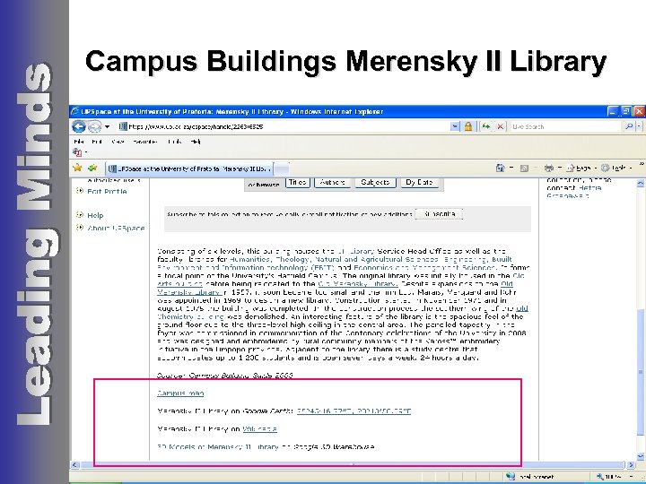 Campus Buildings Merensky II Library 