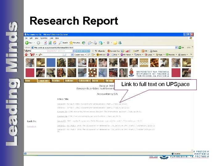 Research Report Link to full text on UPSpace 
