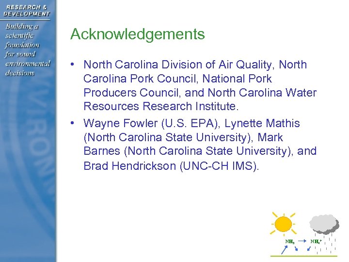 Acknowledgements • North Carolina Division of Air Quality, North Carolina Pork Council, National Pork