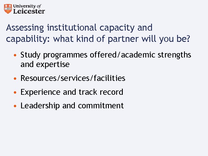 Assessing institutional capacity and capability: what kind of partner will you be? • Study