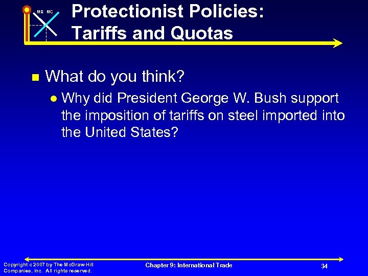MB MC n Protectionist Policies: Tariffs and Quotas What do you think? l Why