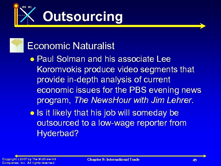 MB MC Outsourcing n Economic Naturalist Paul Solman and his associate Lee Koromvokis produce