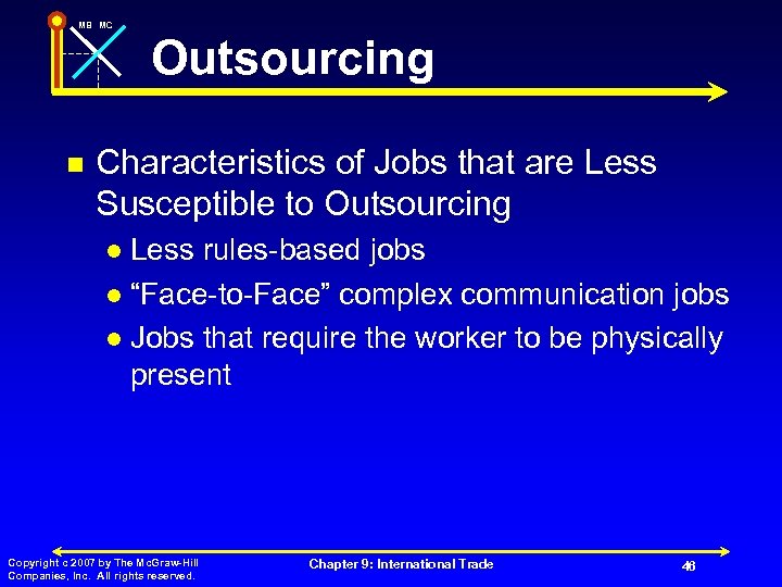MB MC Outsourcing n Characteristics of Jobs that are Less Susceptible to Outsourcing Less