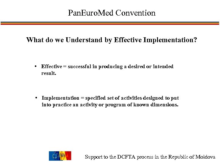 Pan. Euro. Med Convention What do we Understand by Effective Implementation? • Effective =
